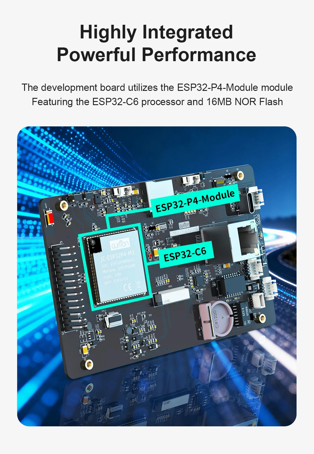 7.0-inch 1024 * 600 IPS capacitive touch ESP32P4 development board ESP32-C6 development board, with housing and camera