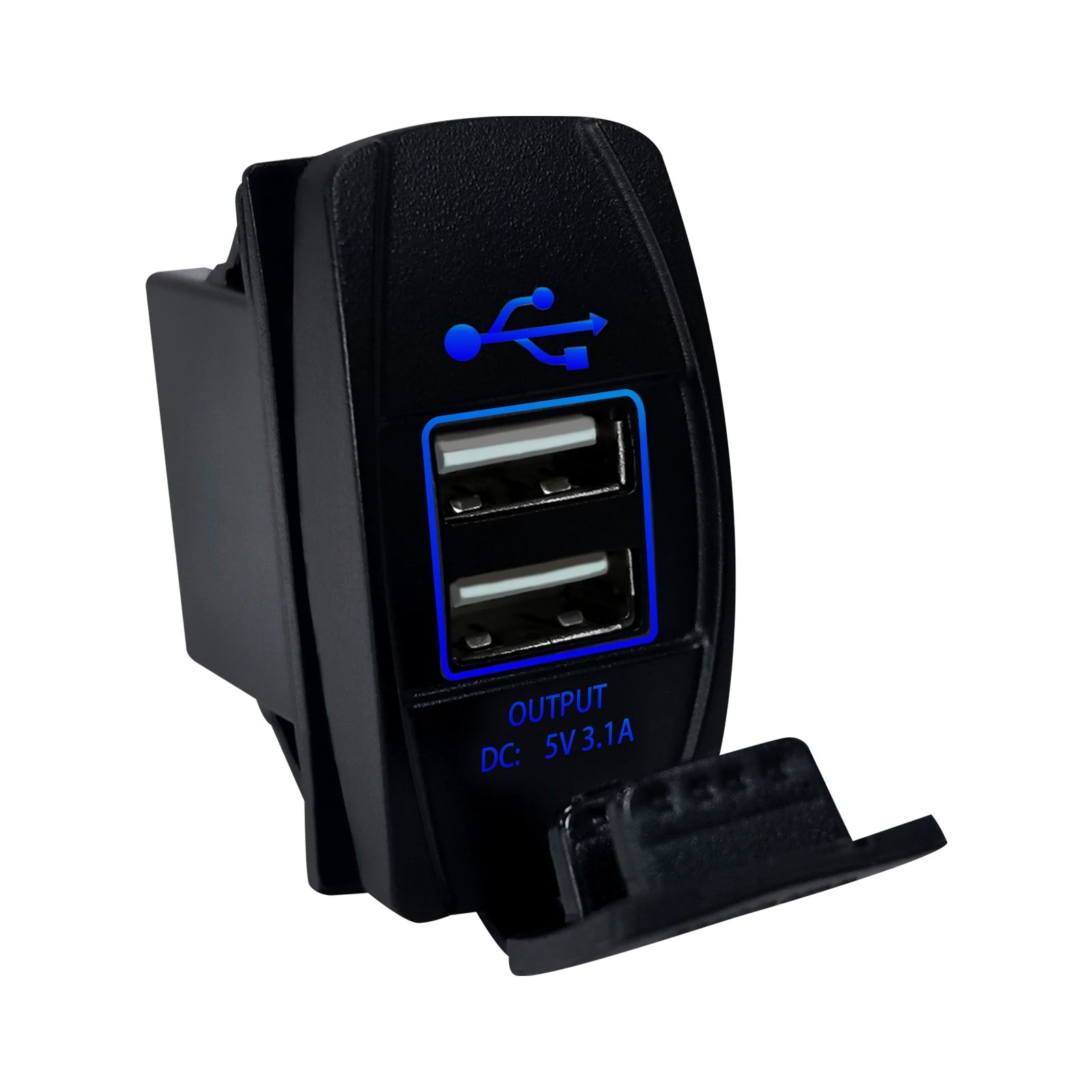 12V 24V Boat Trim Tabs Switch (ON)-OFF-(ON) Momentary Rocker Switch Waterproof Blue Light ON-OFF Toggle Switch With Harness