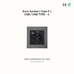 Avoir Wall Toggle Switch Gray Stainless Steel Panel Light Switches 2Way Power Socket Europe Korea French Electrical Outlets Home
