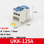 Din Rail Terminal Block UKK 80A/125A/160A/250A/400A Distribution Box One In Several Out Unipolar Junction Box Wire Connector