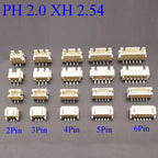 50Pcs JST PH2.0mm XH2.54mm 2/3/4/5/6Pin Horizontal Paste Vertical Patch Pin Holder SMT Connector 2.0MM 2.54MM Pitch Male SMD