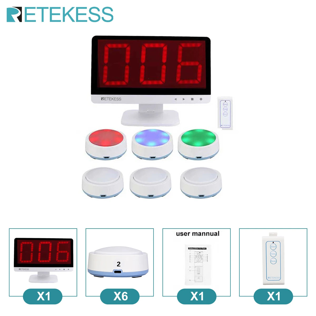 Retekess TM101 Quiz Answer Game Buzzer System 3 Answer Mode 4 Color State for Classroom Competition Game Show Family Party Games