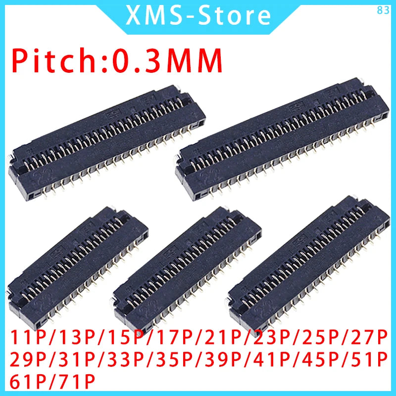 5PCS FFC/FPC 0.3mm pitch socket connector flip cover bottom connection 11/13/15/17/21/23/25/27/29/31/33/35/39/41/45/51/61/71P