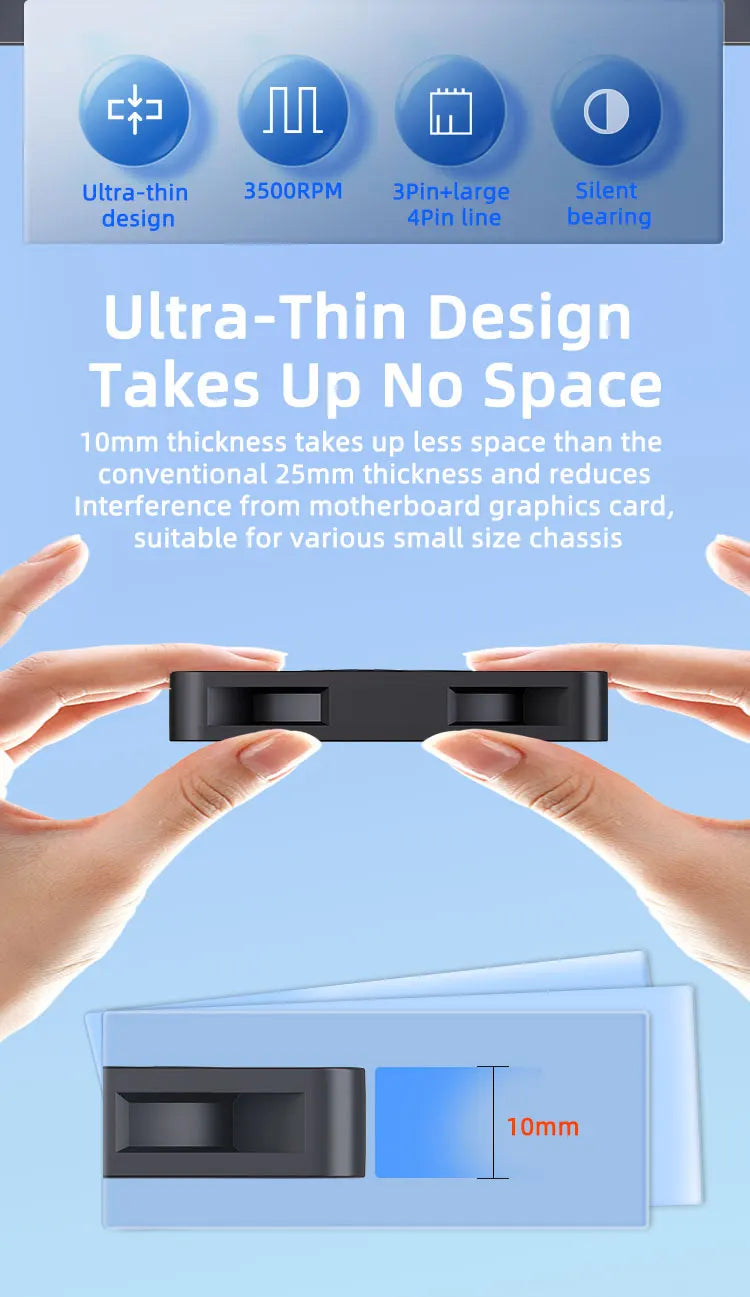 TEUCER UT-60 Slim 60mm PC Case Fan 3500RPM High Airflow CPU Cooler 6/7CM Ultra-thin Cooling Fan