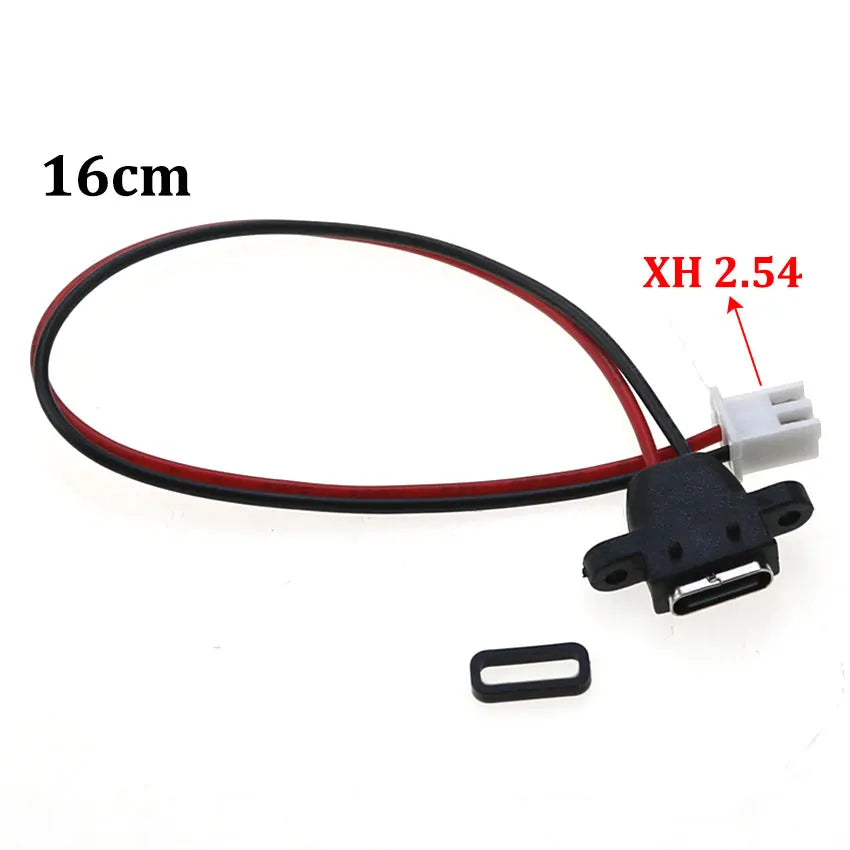 1pcs USB C Type-C 2Pin Waterproof Connector Female Socket Charging Port W/ Welding Wire Dupont Line MX1.25 PH2.0 XH2.54 Terminal
