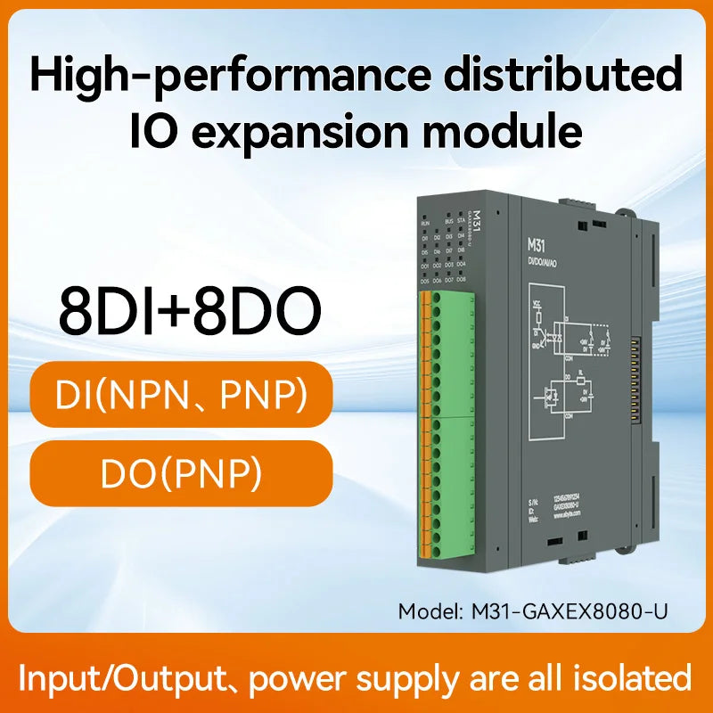 RS485 RJ45 DI/DO/AO/AI Distributed Remote IO Module CDEBYTE M31-U Series Modbus NEW Version Support PNP NPN DIP Free Splicing