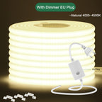 220V COB LED Strip Light With Switch/Dimmer Plug Super Bright 288LEDs/M IP65 3000K 4000K 6000K High Quality Indoor Outdoor Decor