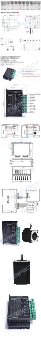 Nema 23 Stepper Motor D Shaft 2 Phase 4-Leads 57x82mm 2.3N 57HS22 Motor with TB6600 Driver For 3D Printer CNC Engraving Machine