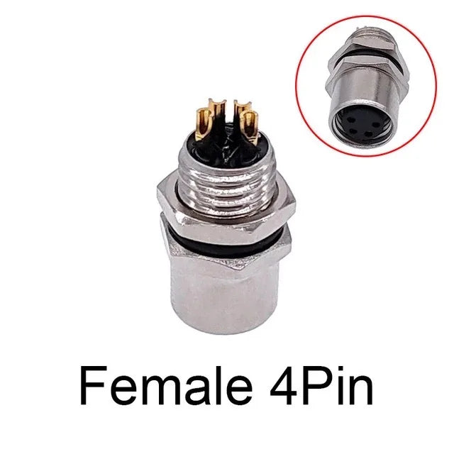 Cloweit M8 Sensor Connector Waterproof Male&Female Plug Straight Angle Screw Threaded Coupling 3pin 4p Panel Mount Flange Socket