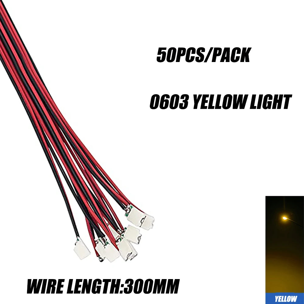 0402 0603 SMD Lamp Wired Micro Led Pre-Soldered Micro Litz Wired Chip 30cm 3V Railway Model Scenes 50pcs/Lot