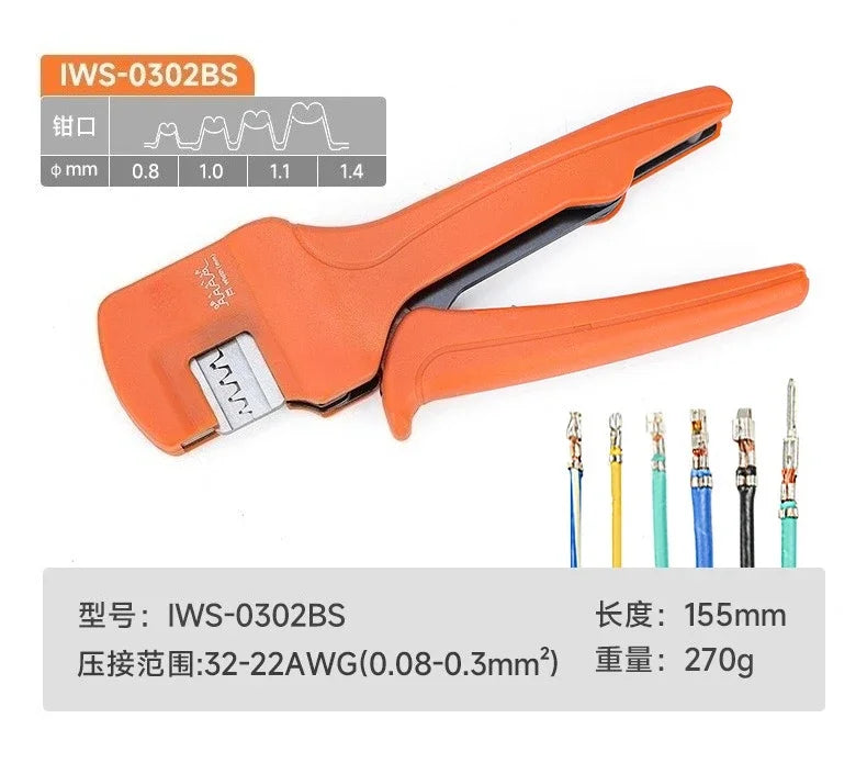 IWS-3220S Wire Crimping Tool for JST, Molex, Dupont Micro Terminals Connectors Crimper, AWG 32-22 Mini Hand Plier