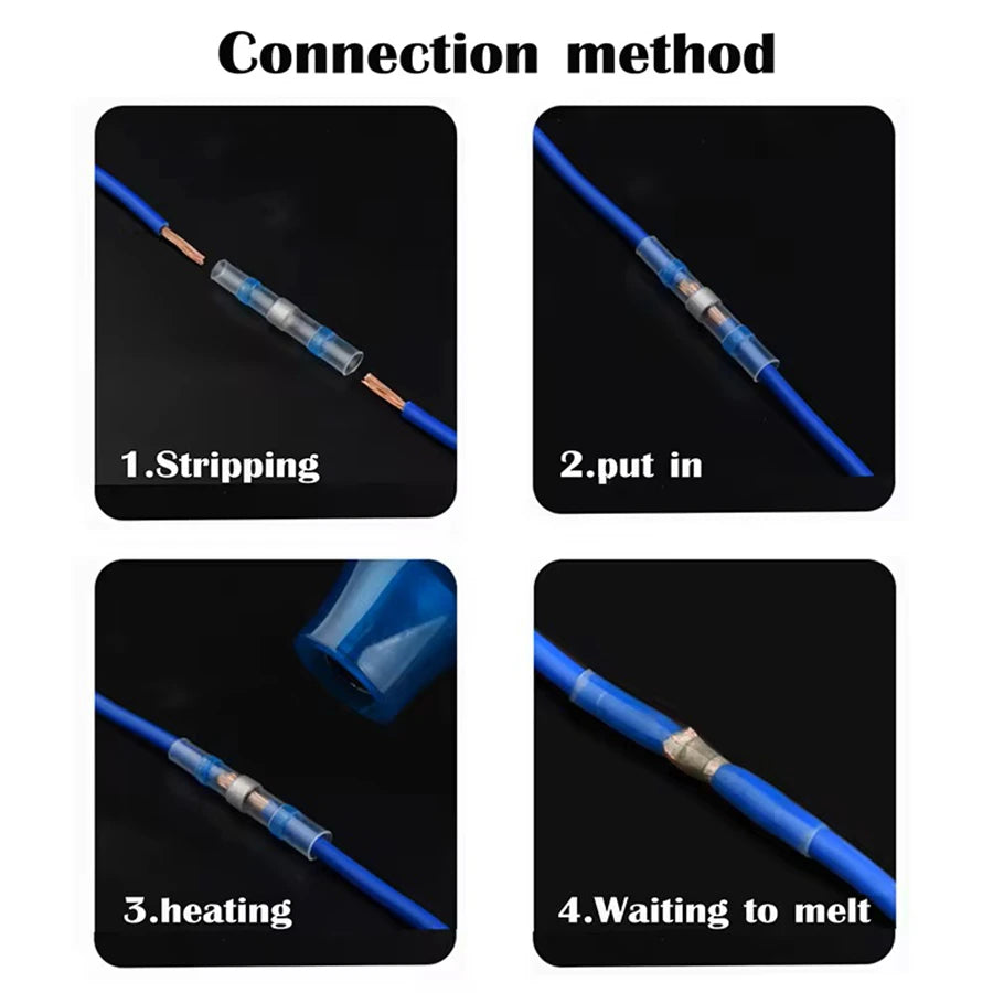 50-500Pcs Waterproof Heat Shrink Tube Solder Insulated Butt Splice Connectors Set for Electrical Wire Terminals - Electric Splic
