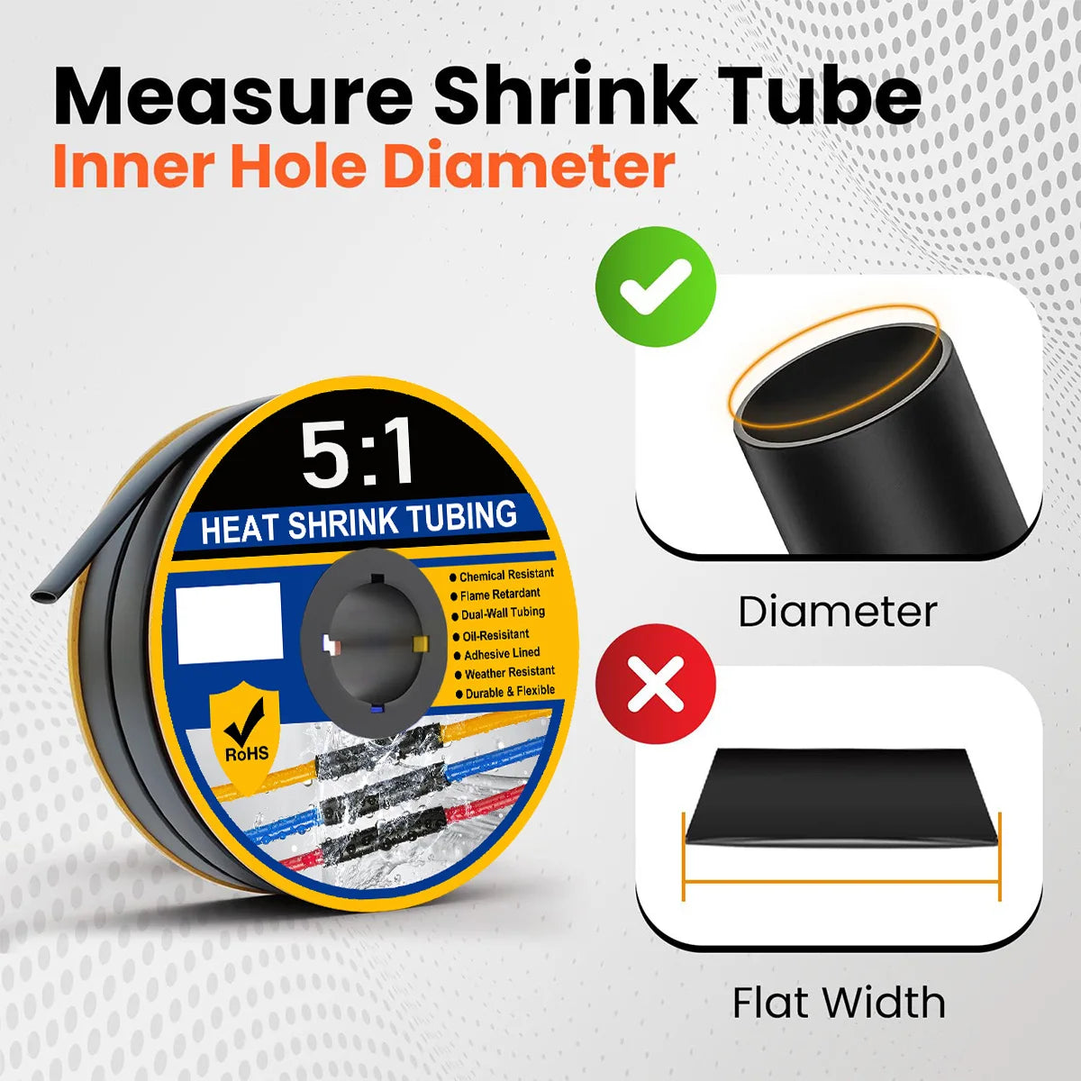 Φ4mm-Φ32mm Heat Shrink Tubing 5:1 Ratio Dual Wall Adhesive Lined Shrinkable Wire Wrap Tube Waterproof Industrial Marine Grade