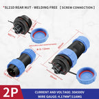 T&I IP68 waterproof aviation plug socket circular rear nut connector 2 3 4 5 7 9 12 pin SP21 butt connector