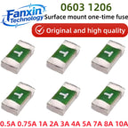 20pcs,SMD Fuse 1608 0603 1206 3216 0.25A 375MA 0.5A 0.75A 1A 2A 3A 4A 5A 6A 7A 8A 10A 15A Fast-Acting Ceramic Surface Mount Fuse