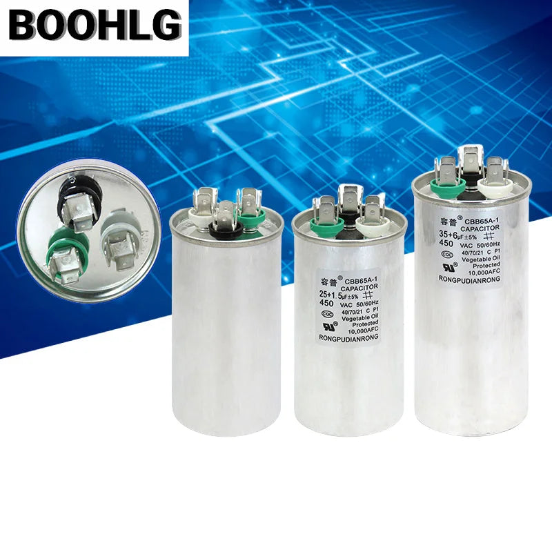 1.5P Air Conditioning Capacitor 25+1.5UF 25+2UF 30+3UF 35+2.5UF Air Conditioning Compressor Capacitor