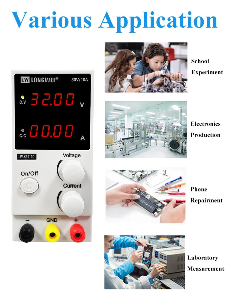 Longwei LW-K3010D 4LED Adjustable DC Power Supply 30V 10A Laboratory Variable Switch Bench Power Supply Stabilized Power Source