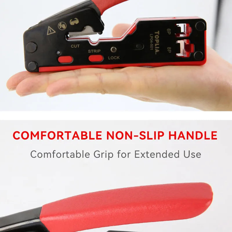 TOPLIA Vertical Network RJ45 Crimping Tool Kit Ethernet Crimp Tool Cable Crimper for RJ11/RJ12 Standard, RJ45 Pass Through