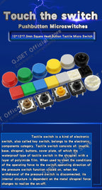 20 Pcs Tactile Pushbutton Switch 12*12*7.3MM Micro Switch Pushbutton A14 A24 Pushbutton Cover 12x12x7.3MM Square Head Pushbutton