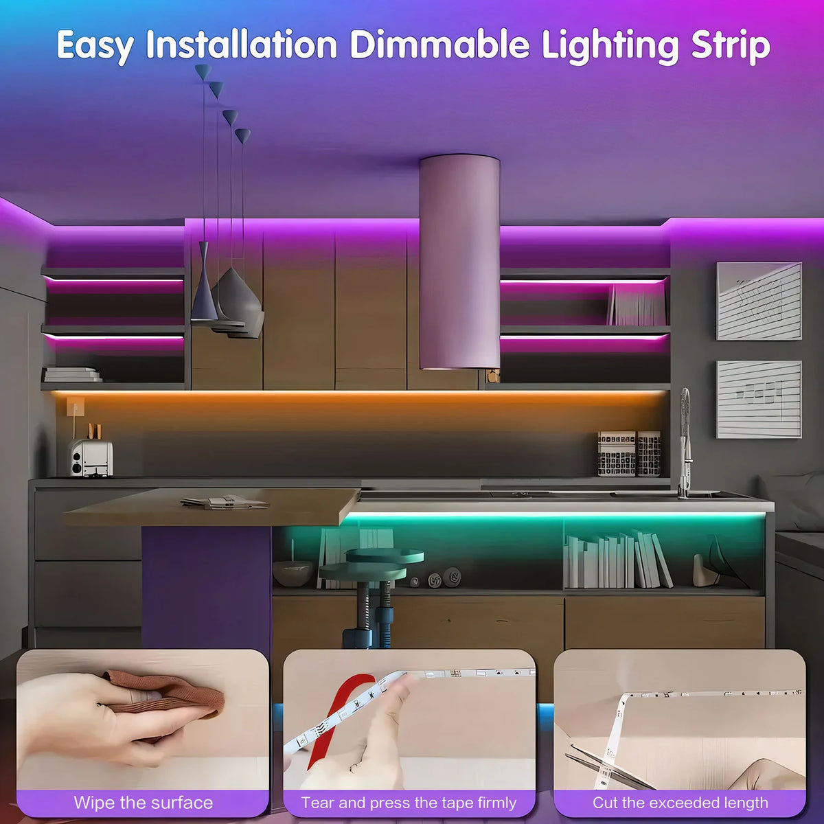 LED Strip Lights, RGB Color Changing Led Strip Lighting with 24-Key Remote and  APP Control, Music Sync Lights