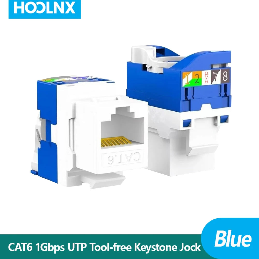 HOOLNX CAT6 Rotating Keystone Jack, No Punch Down Tool Required Network Module, 5/10/12/24/48 PACK
