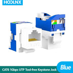 HOOLNX CAT6 Rotating Keystone Jack, No Punch Down Tool Required Network Module, 5/10/12/24/48 PACK