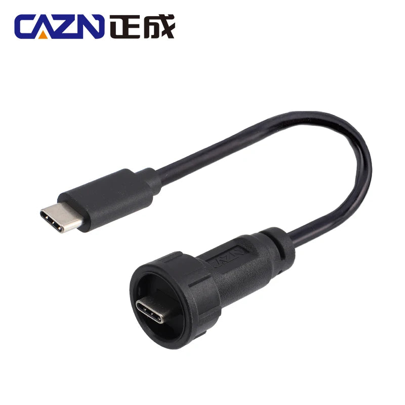 CAZN Waterproof USB C Type-C Cable Male to Male Overmolded Threaded-type Bayonet-type 5.0G 10.0G