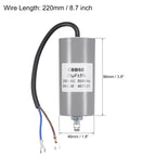 1Pcs CBB60 Run Capacitor 30-50uF 250V AC 2Wire 50/60Hz Cylinder with Terminal M8 Fixing Stud for Air Compressor Water Pump Motor