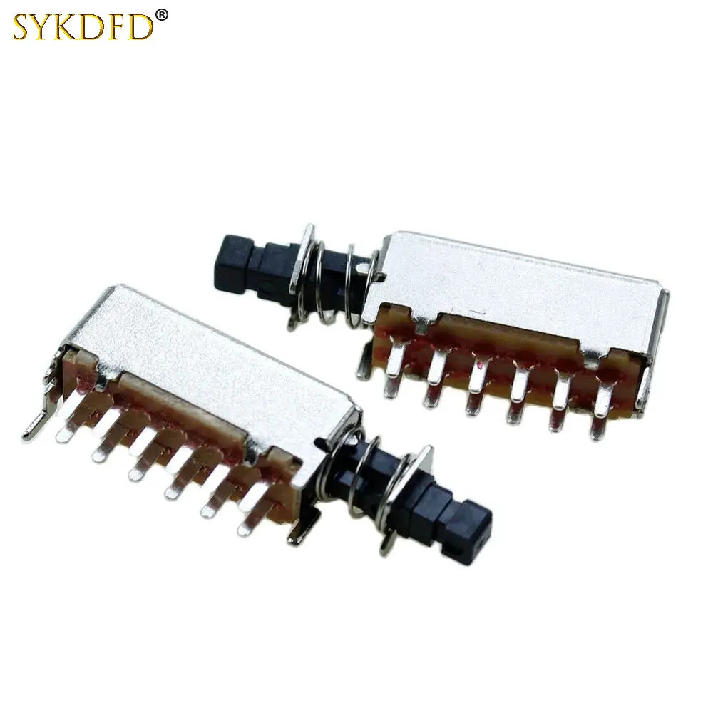 10PCS 12Pin PS42F42 Right Angle PCB Latching Push Button Switch  DPDT Double Pole Self/No-Locking Key Power Switches