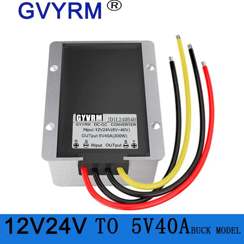 GYVRM DC DC 12v 24v to 5v Voltage Converter 1A 2A 3A 5A 10A 15A 20A 25A 30A 40A Step Up Down Buck 5v Voltage Reducer