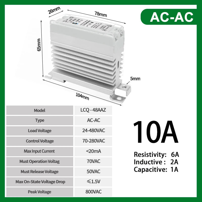 LCTC Solid State Relay DIN Installation DC-AC AC-AC DC-DC Single-Phase Relay With Radiator 10a15a25a40a SSR