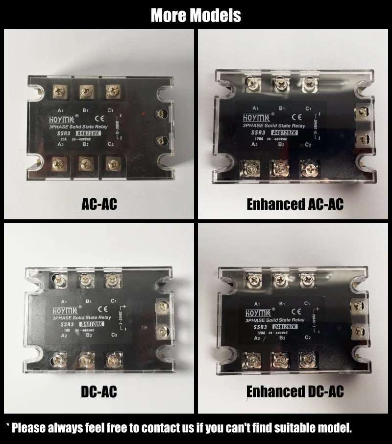 Three Phase Solid State Relay  DC Control AC 380V 3f SSR 40DA 10DA 25DA 80DA 100DA Module 3-32VDC Input 24-480VAC Load