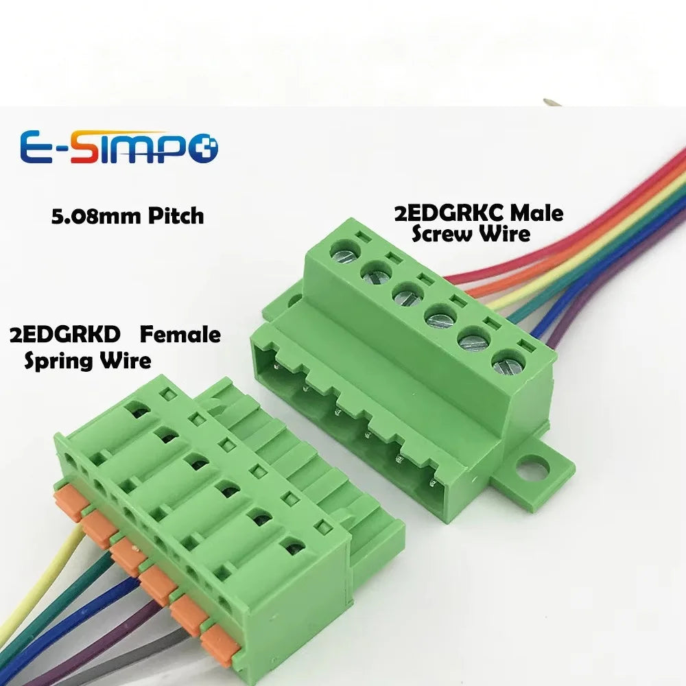 10pcs/5Pairs Docking Female Male Lock Fix Butt Joint 2EDGKD 15EDGRKC-3.81/5.08mm 2-16P Plug Spring Screw Wire Terminal Block