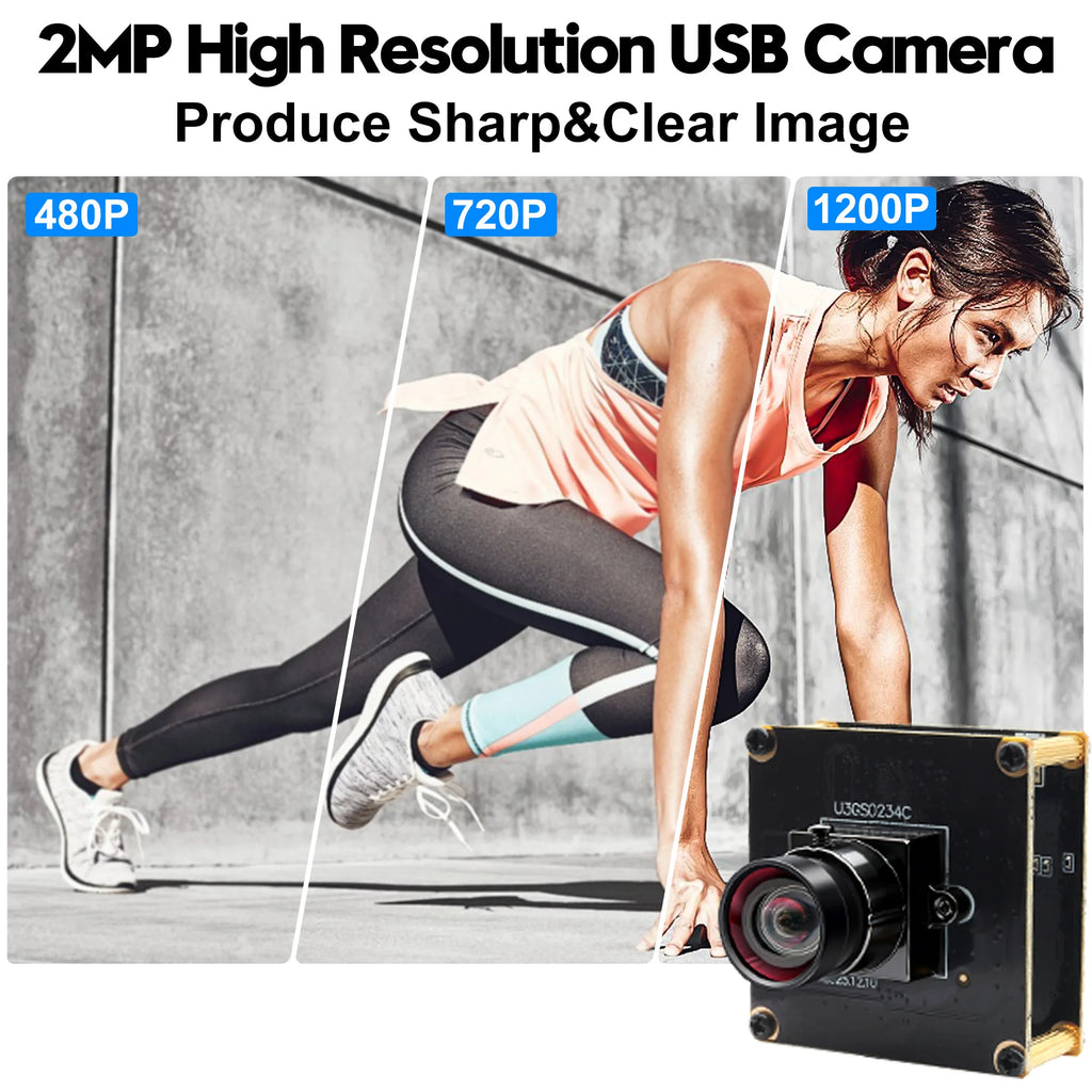 ELP 1200P 2.3MP Global Shutter USB 3.0 Camera Module High Speed 120fps 200fps Color Webcam UVC Plug and Play Industrial Camera