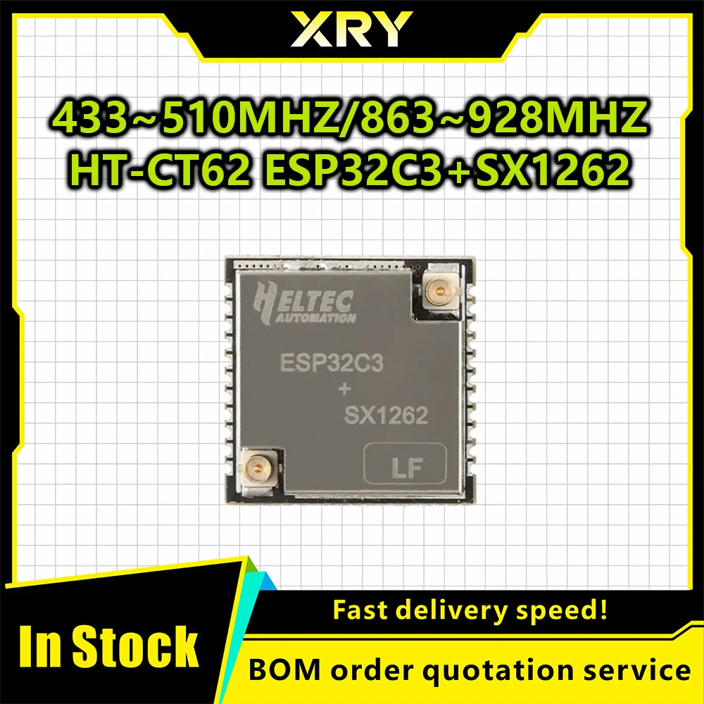 XRY 1PCS HT-CT62 ESP32C3 SX1262 Bluetooth-compatible BLE LoRa LoRaWAN Node WiFi Wireless Module 433-510MHz 863-928MHz Antenna
