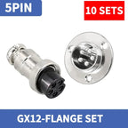 10Sets GX12 Aviation Socket Plug 2 3 4 5 6 7 Pin M16 DF16 Rhombus Flange Male Female Circular Connector Cable Panel Mount Solder