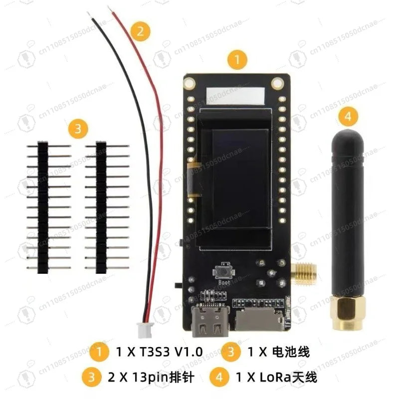 T3S3 V1.0 ESP32-S3 LoRa SX1280 2.4G Development Board WiFi Bluetooth Wireless Module 0.96 Inch OLED Display Type-C