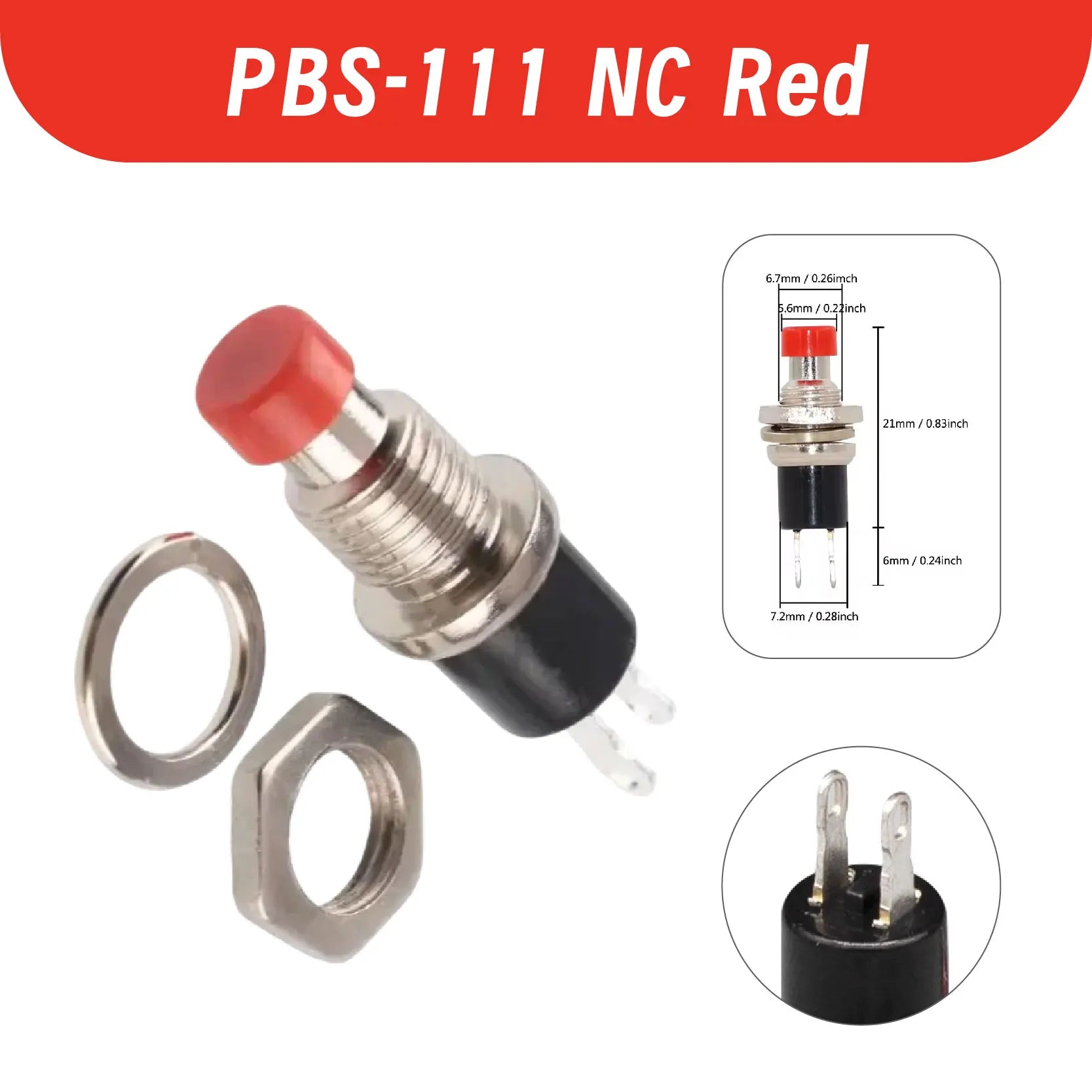 Mini Momentary Push Button Switch PBS-110 NO Press The Reset PBS-111 NC 7mm