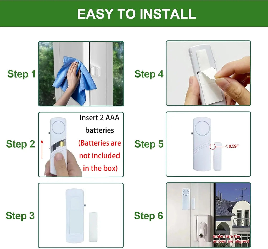 5pcs/10pcs Wireless Door Window Sensor Alarm 95db Anti-theft 433mhz Door Contact Detector Magnetic for Home Security Protection