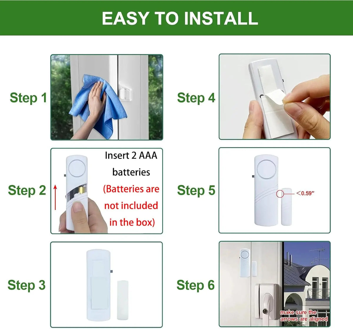 5pcs/10pcs Wireless Door Window Sensor Alarm 95db Anti-theft 433mhz Door Contact Detector Magnetic for Home Security Protection