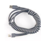 1PC 3/5M USB Coiled Cable For BarCode Scanner LS2208AP LS1203 LS4208 LS4278 DS6707 DS6708 LI4278 USB to RJ48 RJ50 CBA-U12-C09ZAR
