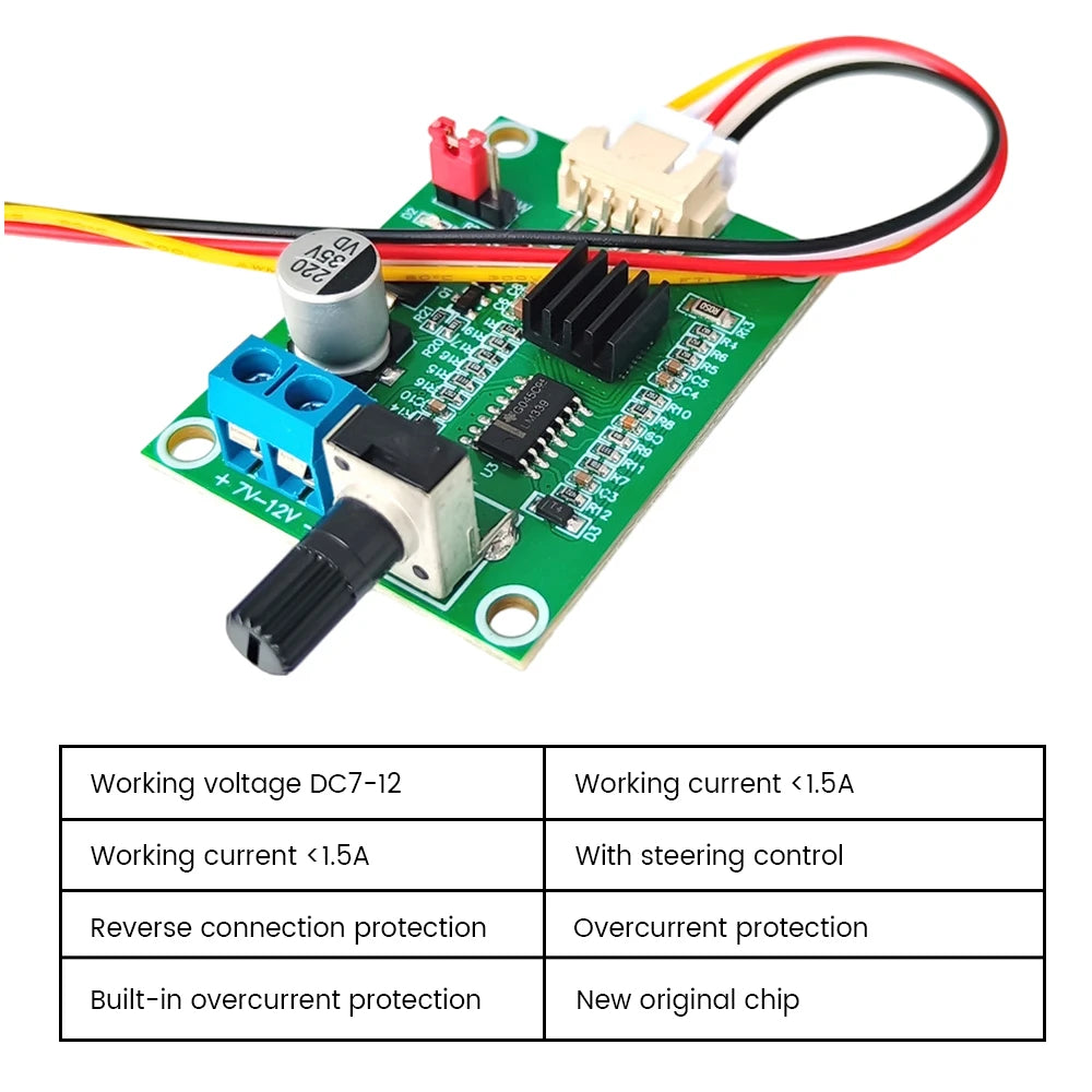 DC7-12V BLDC PWM Hall Motor Speed Controller Module 3/4 Wire Brushless Motor Driver Board Governor Volt Current Protection Board