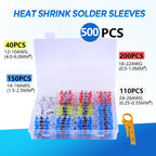 50-500Pcs Waterproof Heat Shrink Butt Connectors Solder Seal Wire Cable Terminals Electrical Splice Kit for Automotive Marine