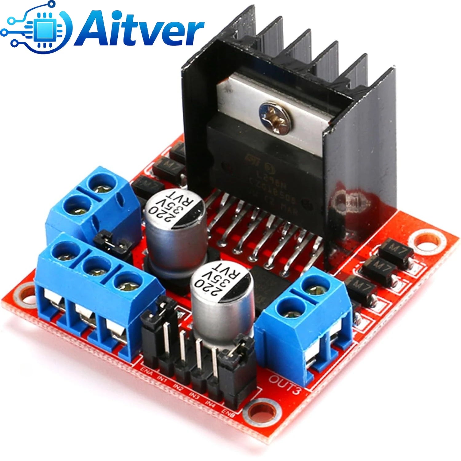 L298N Dual H‑Bridge Motor Driver Module DC/Stepper Motor Controller Board for Arduino,ESP32,Robot Car,DIY Electronics