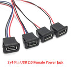 USB 2.0 Female Base 2P/4P Direct Pressure Buckle Welding Wire Type A-Port Waterproof Socket Charging Female Plug