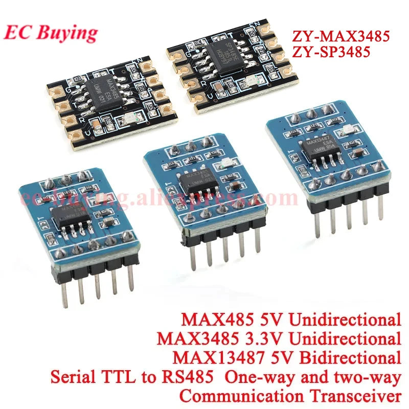 10Pcs/1pc MAX3485 MAX485 SP3485 Unidirectional MAX13487 Bidirectional Module TTL to RS485 Communication Transceiver 3.3V 5V
