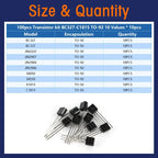 100/200PCS Triode Transistor Set BC337 BC327 2N2222 2N2907 2N3904 2N3906 S8050 S8550 A1015 C1815 TO92 PNP NPN Transistors kit