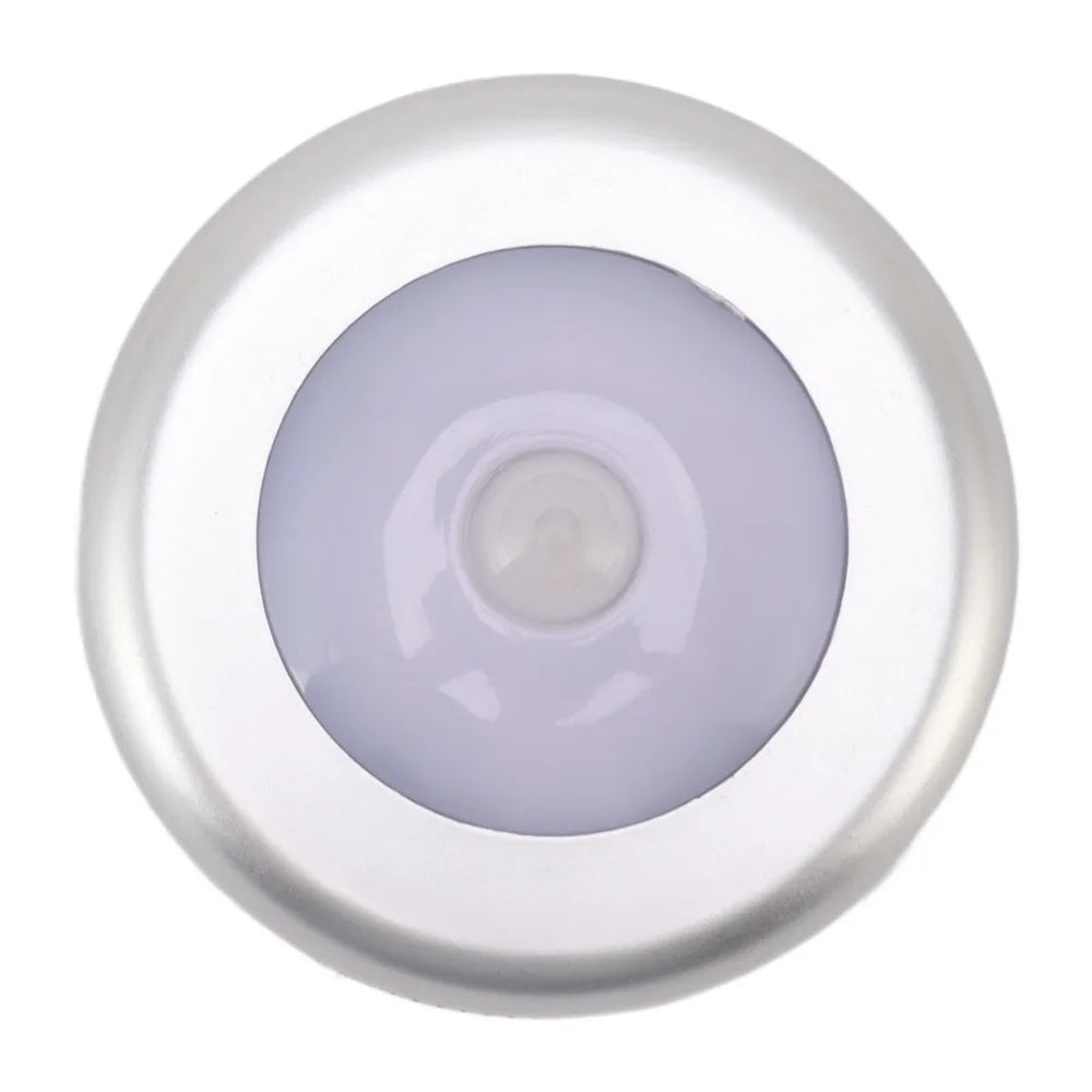 2 Pack Energy Saving Motion Sensor Night Light Battery Powered Small LED Induction Lamp White Light Round Sensing Lamp Drawer