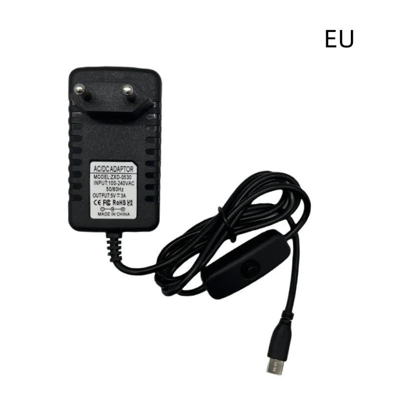 USB Type C 5V 3A Raspberry Pi 4 Power Adapter ON/OFF Switch Power Charger EU US UK AU Plug Power Charger for Orange Pi 3B Zero 3