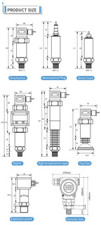 0-10bar to 4-20mA LCD Pressure Transmitter for Water Oil Gas 1bar 25bar 50bar 200bar Digital Display Pressure Sensor Gauge 0-10V